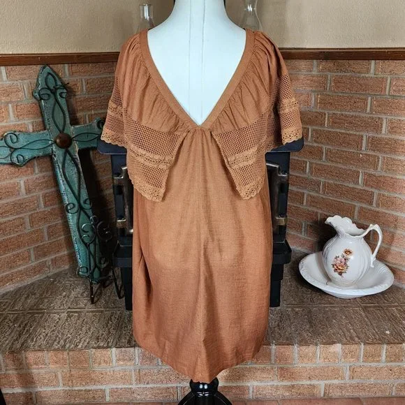 Old Navy Women's Flutter Sleeve Tie Back Mini Swing Dress Size L - Picture 2 of 6